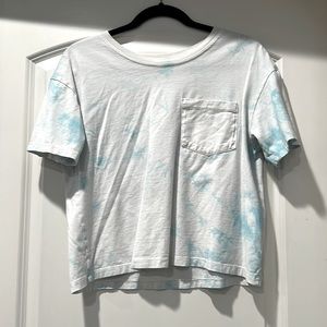 Homemade blue and white tie dye tshirt